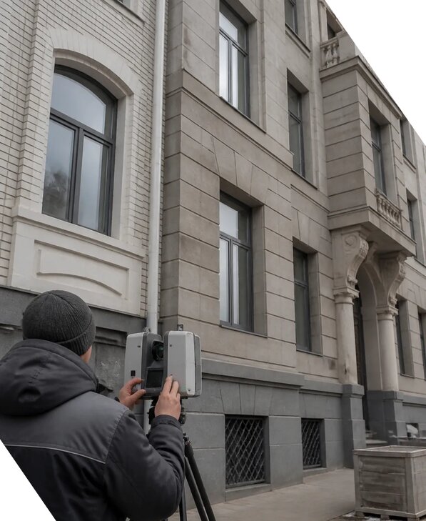 Лазерное сканирование фасадов зданий для обследования в Уссурийске